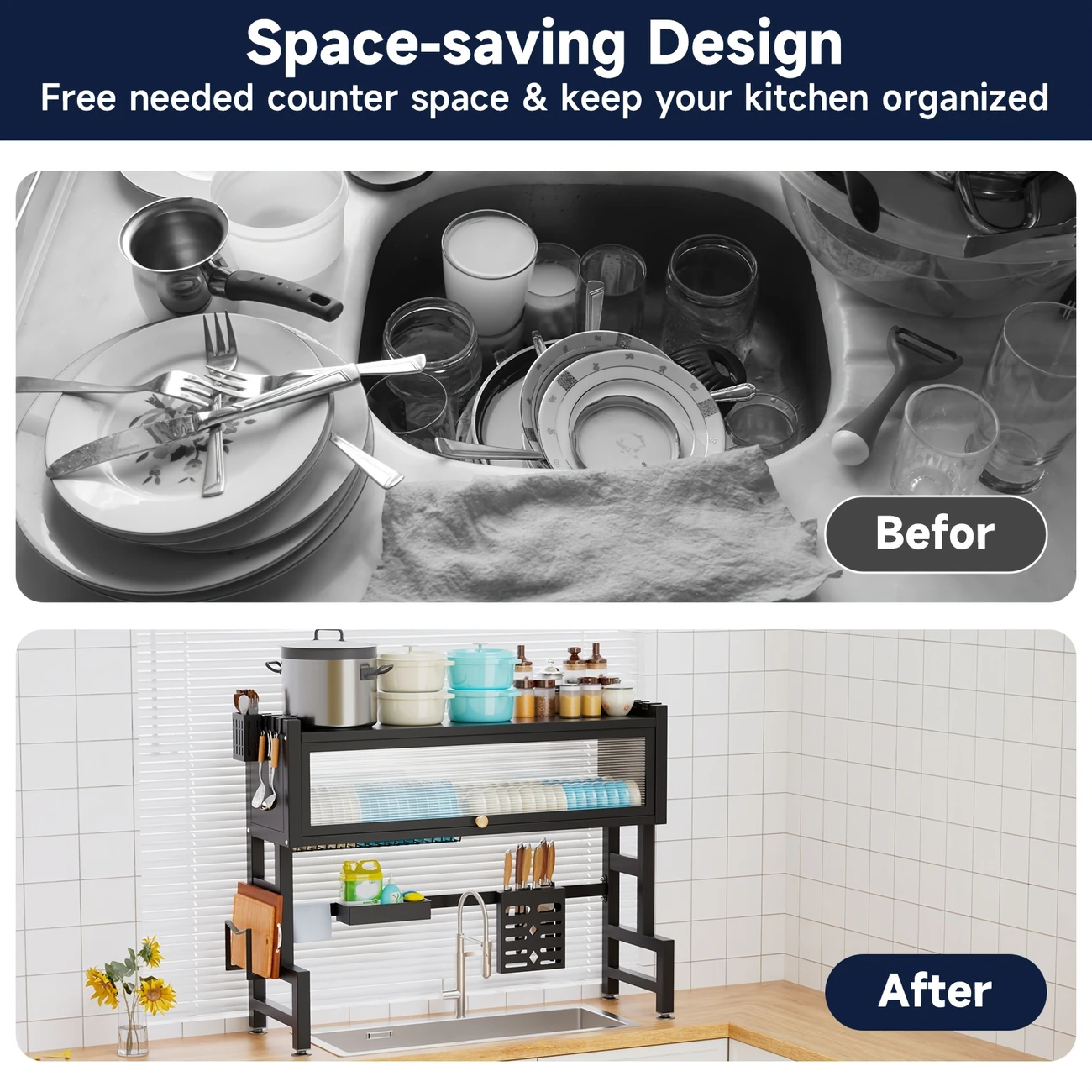 MIKEE thickened material with strong load-bearing capacity kitchen sink rack