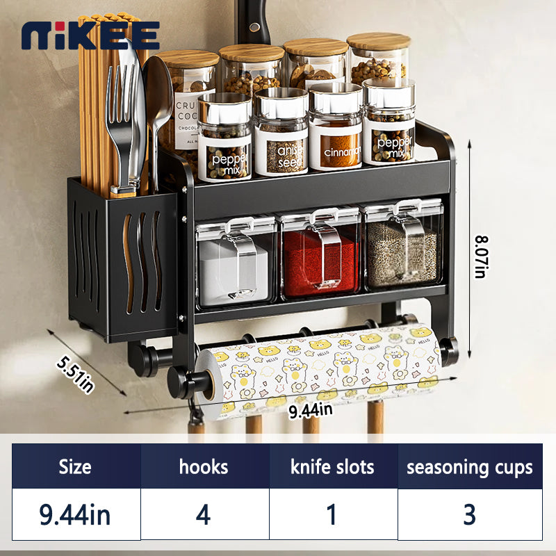 MIKEE Multifunctional Punch-free Wall-mounted Kitchen Seasoning Rack