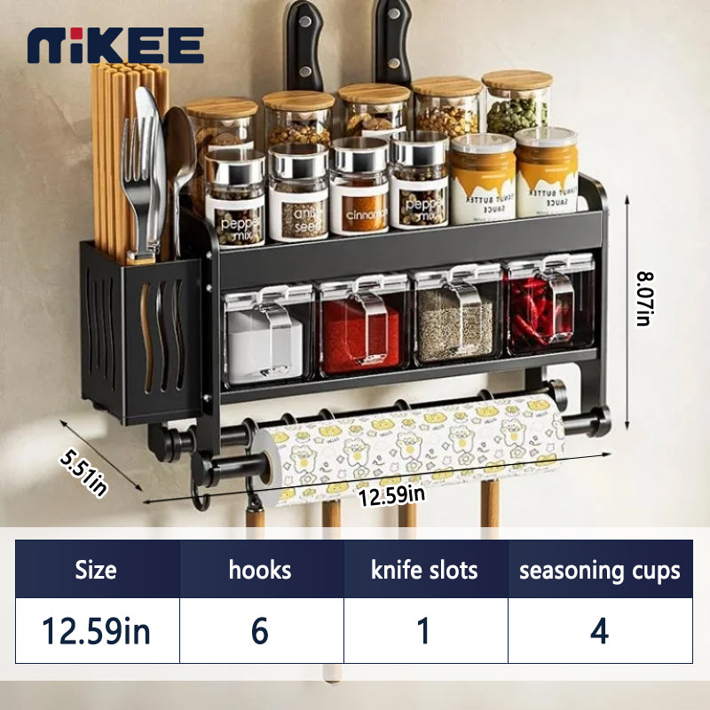 MIKEE Multifunctional Punch-free Wall-mounted Kitchen Seasoning Rack