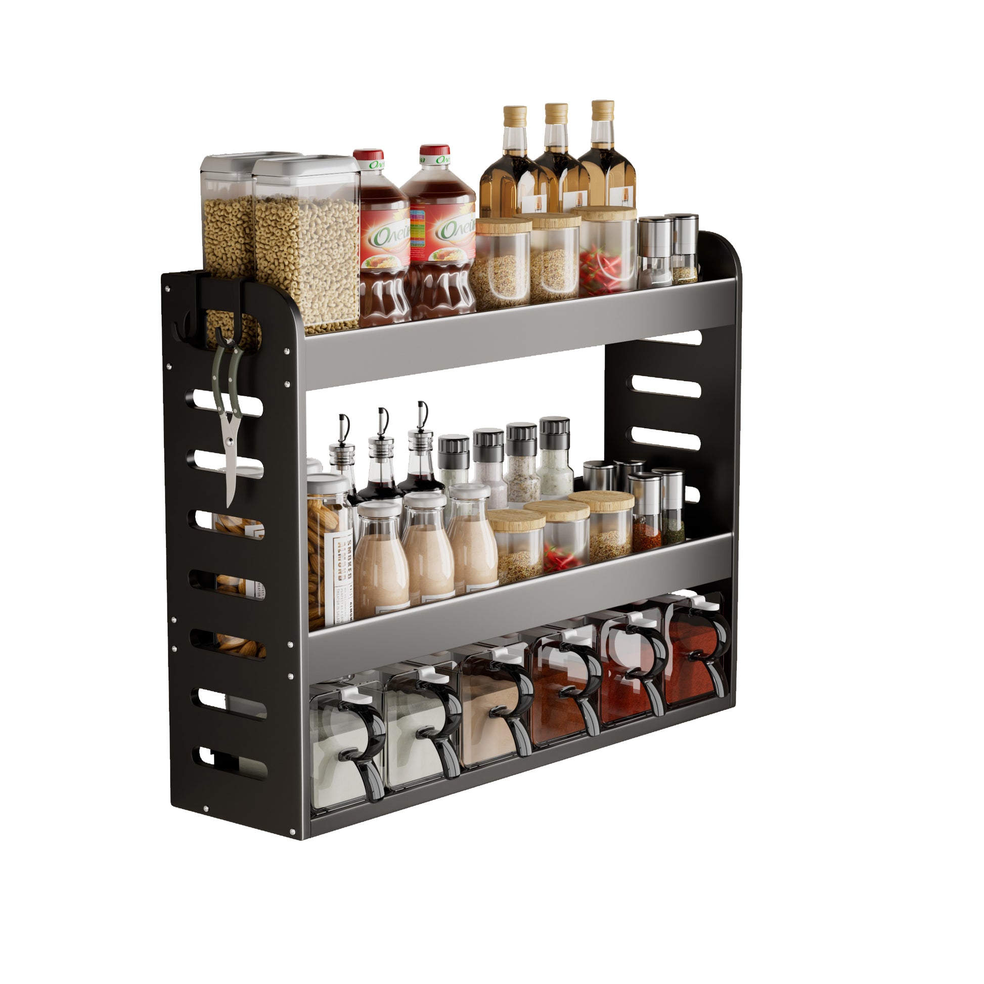 Mikee Wall-Mounted Spice Rack – Space-Saving Kitchen Organizer for Jars, Bottles & Seasonings
