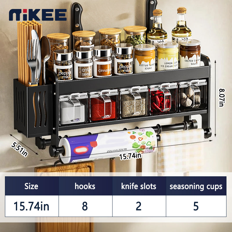 MIKEE Multifunctional Punch-free Wall-mounted Kitchen Seasoning Rack