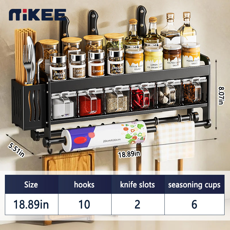 MIKEE Multifunctional Punch-free Wall-mounted Kitchen Seasoning Rack