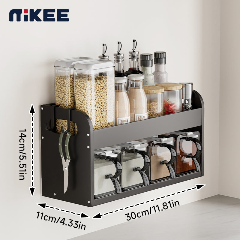 Mikee Wall-Mounted Spice Rack – Space-Saving Kitchen Organizer for Jars, Bottles & Seasonings