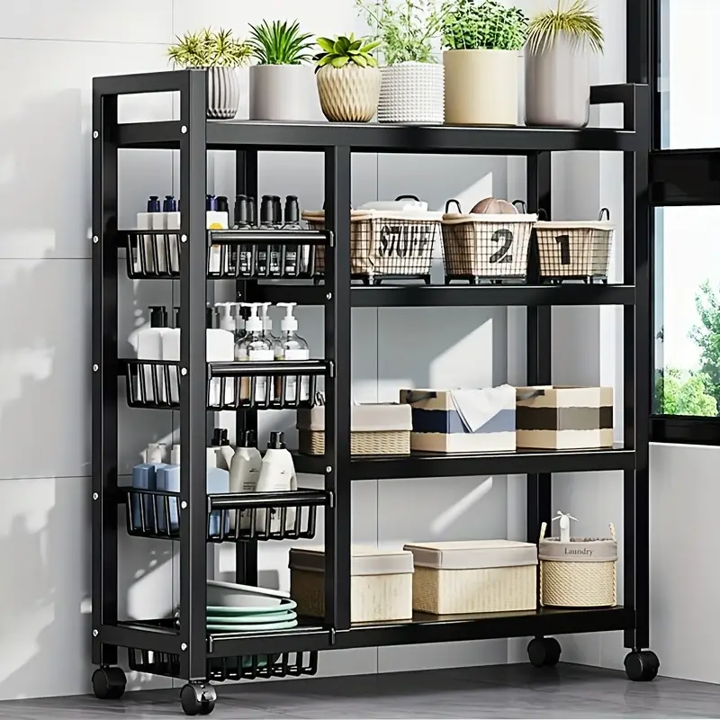 Kitchen four-layer design mobile storage rack