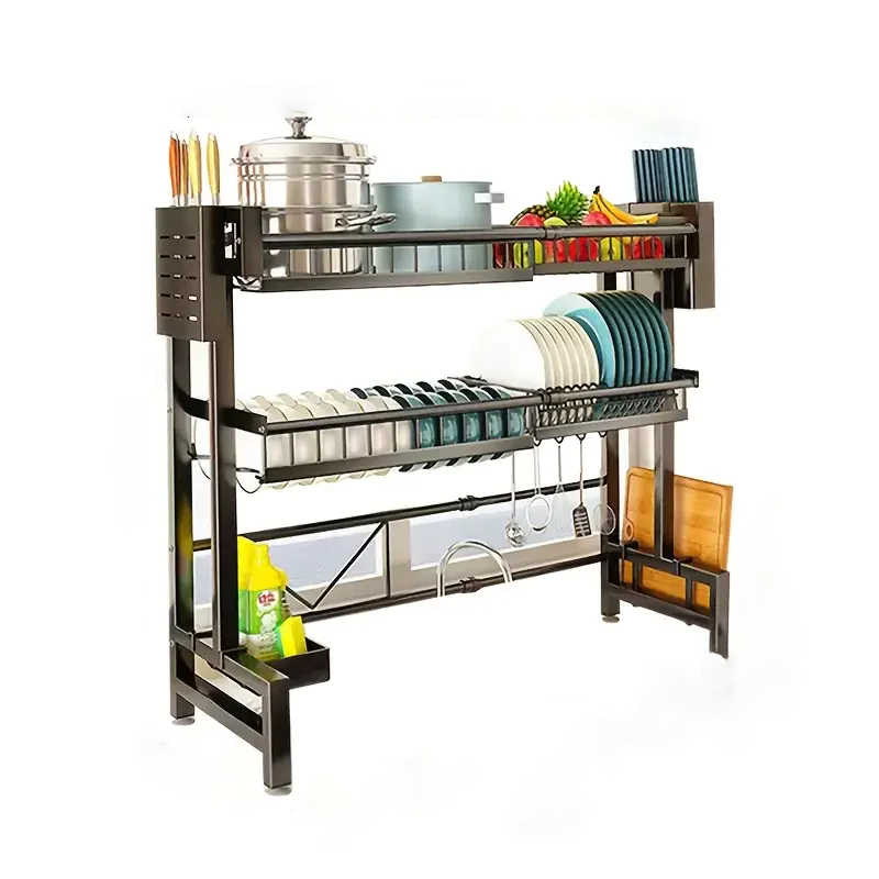 Mikee Over Sink Dish Drying Rack – Stainless Steel Kitchen Organizer with Drainage Shelf