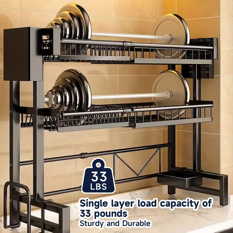 Mikee Over Sink Dish Drying Rack – Stainless Steel Kitchen Organizer with Drainage Shelf